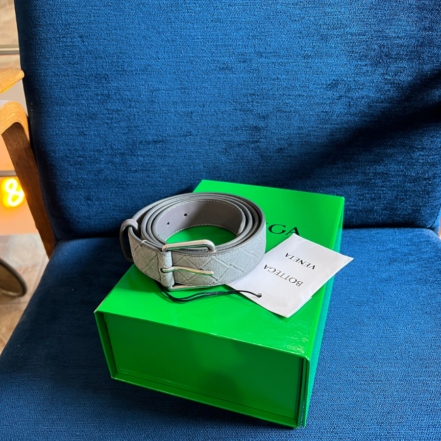Bottega Veneta Intrecciato Stamp Suede Belt
