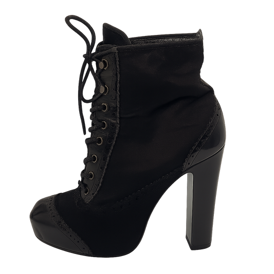 Lace-Up High-Heel Ankle Boots