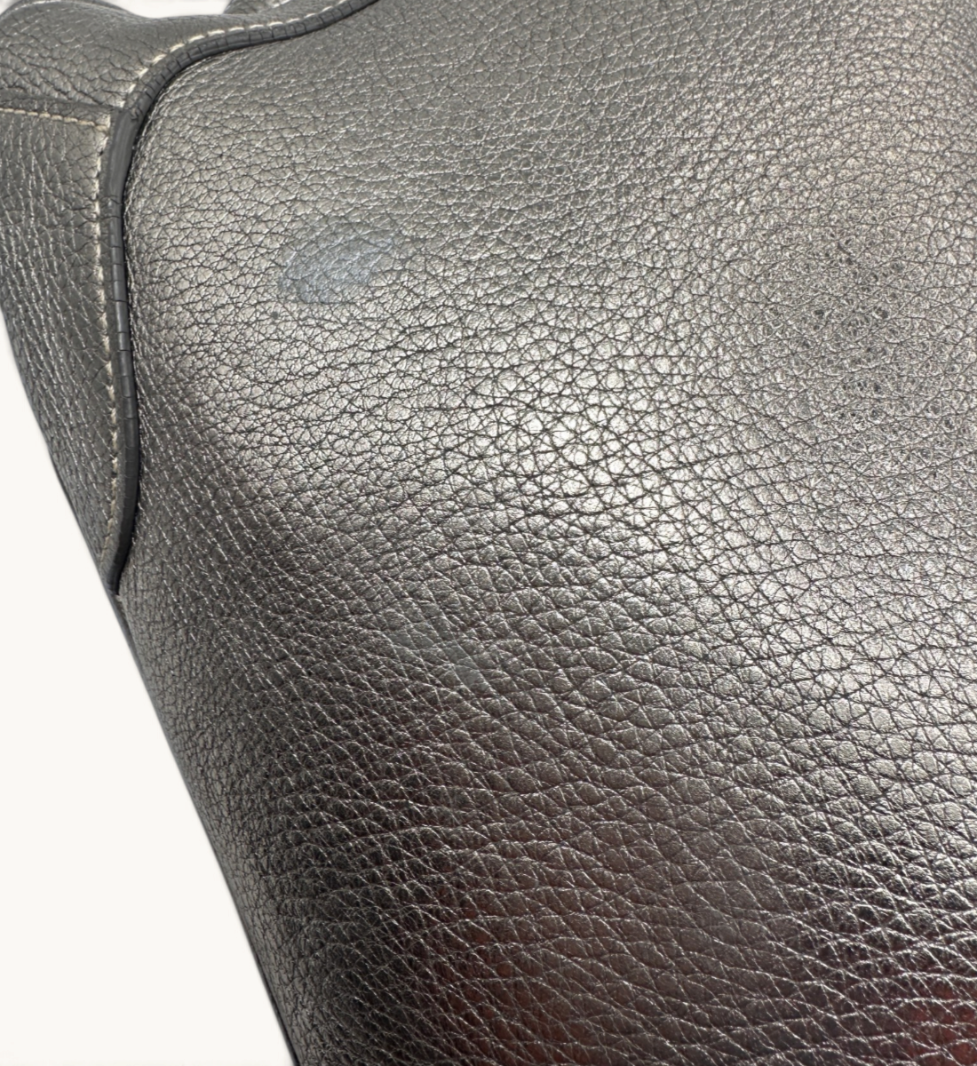 Vitello Daino Side Pocket Hobo Silver Handbag