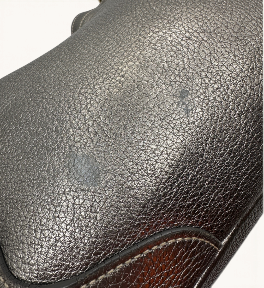 Vitello Daino Side Pocket Hobo Silver Handbag