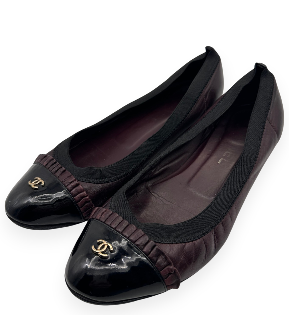Patent Leather Cap-Toe Ruffle Ballet Flats