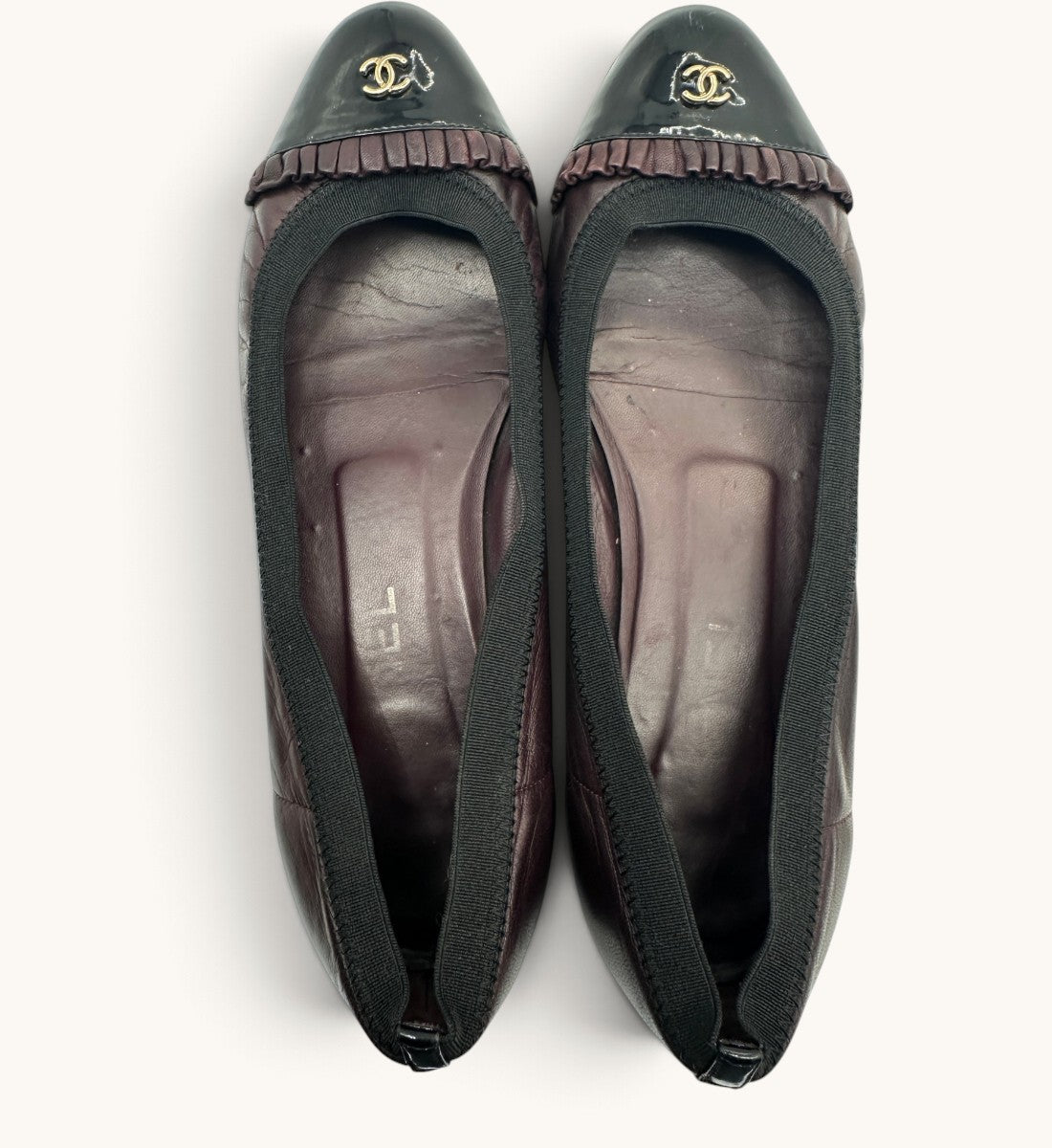Patent Leather Cap-Toe Ruffle Ballet Flats