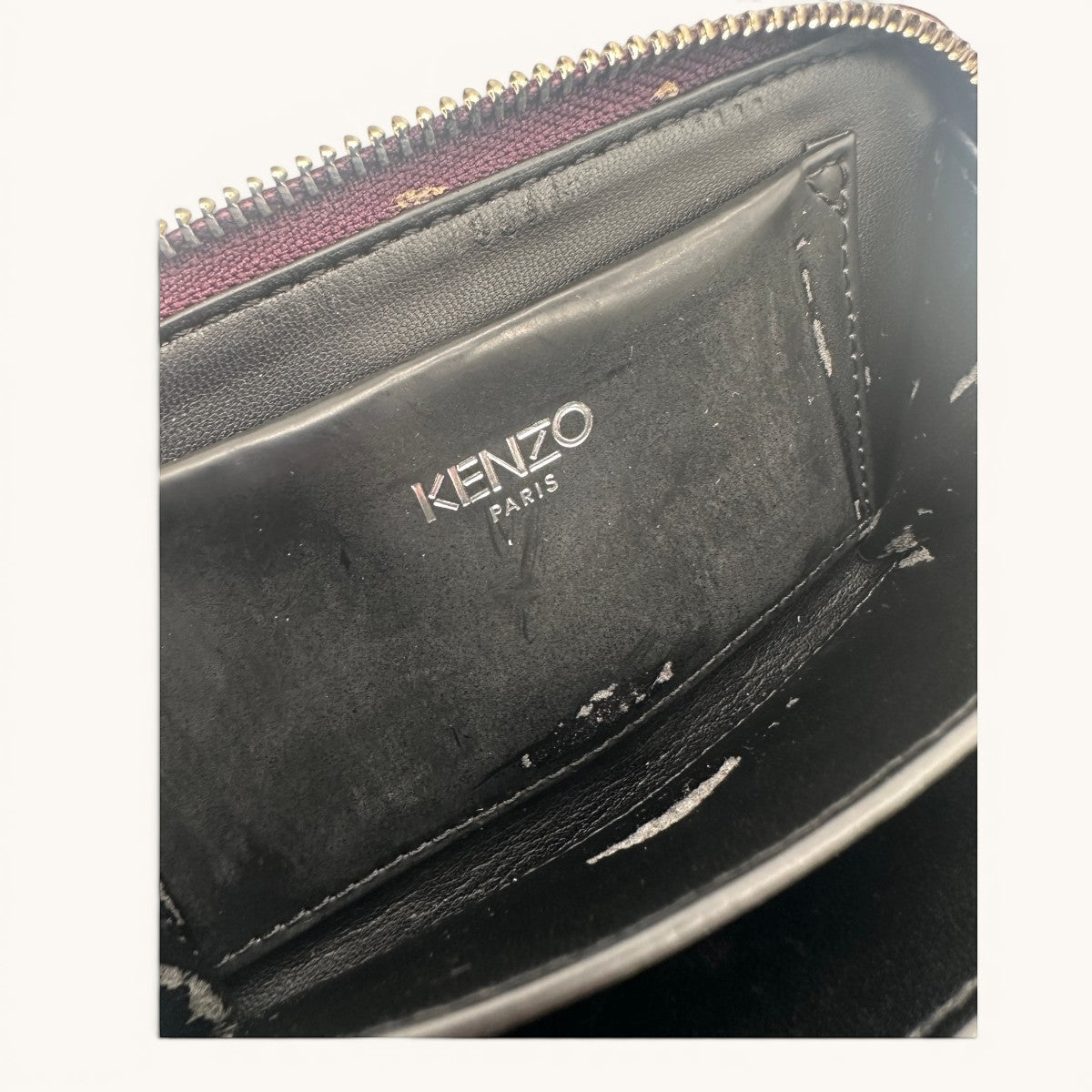 Kenzo · Kenzo Paris · mini bag · top handle bag · crossbody bag · tassel bag · colour block · grey leather bag · chain strap · designer handbag · second hand luxury · prabangios rankinės · naudota rankinė · Kenzo originali