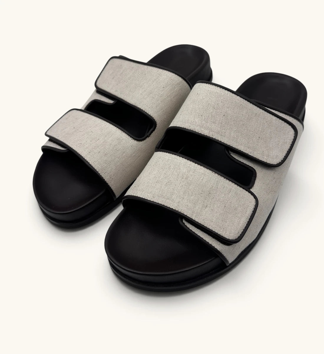 Linen Double Strap Sandals