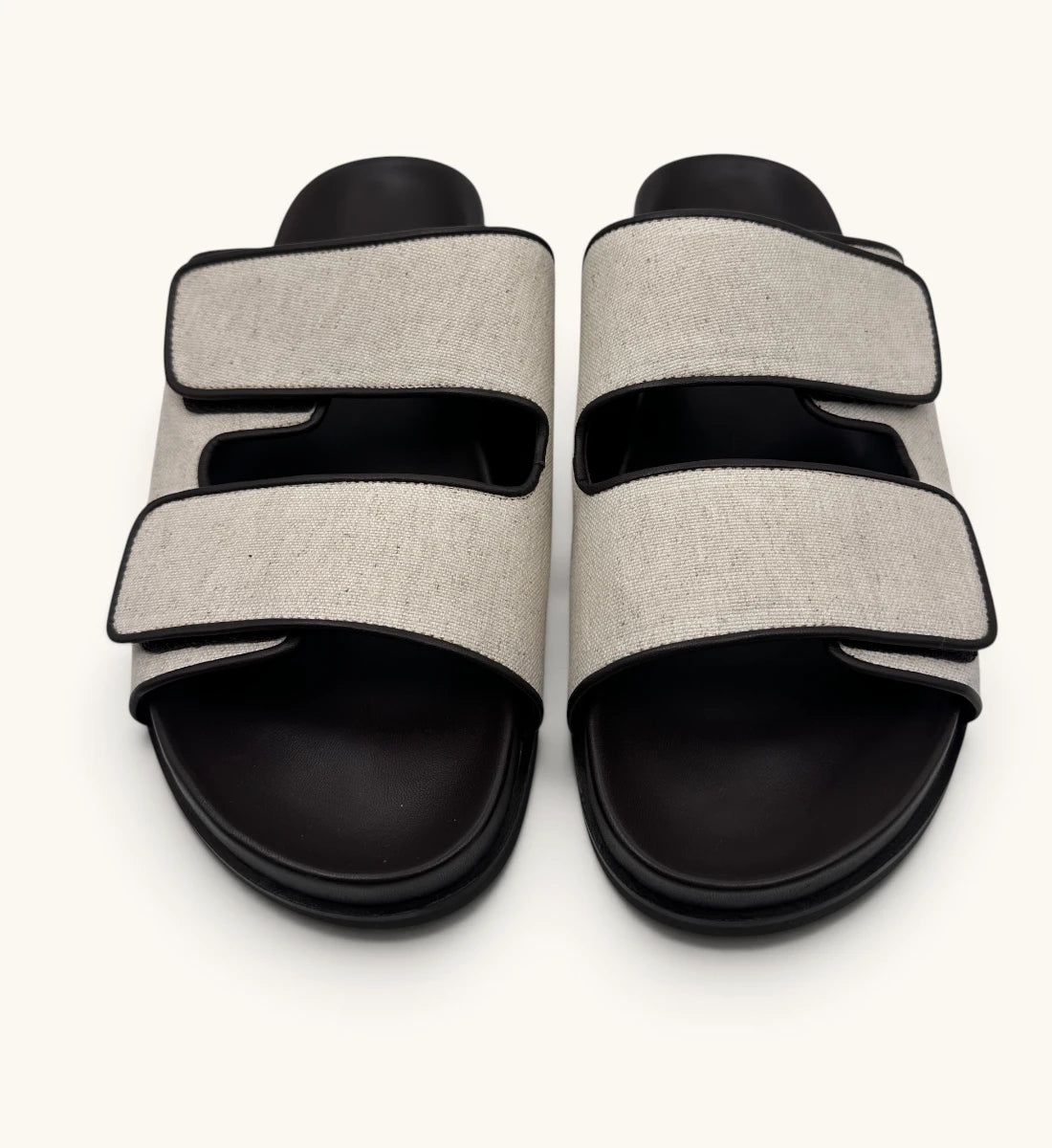 Linen Double Strap Sandals