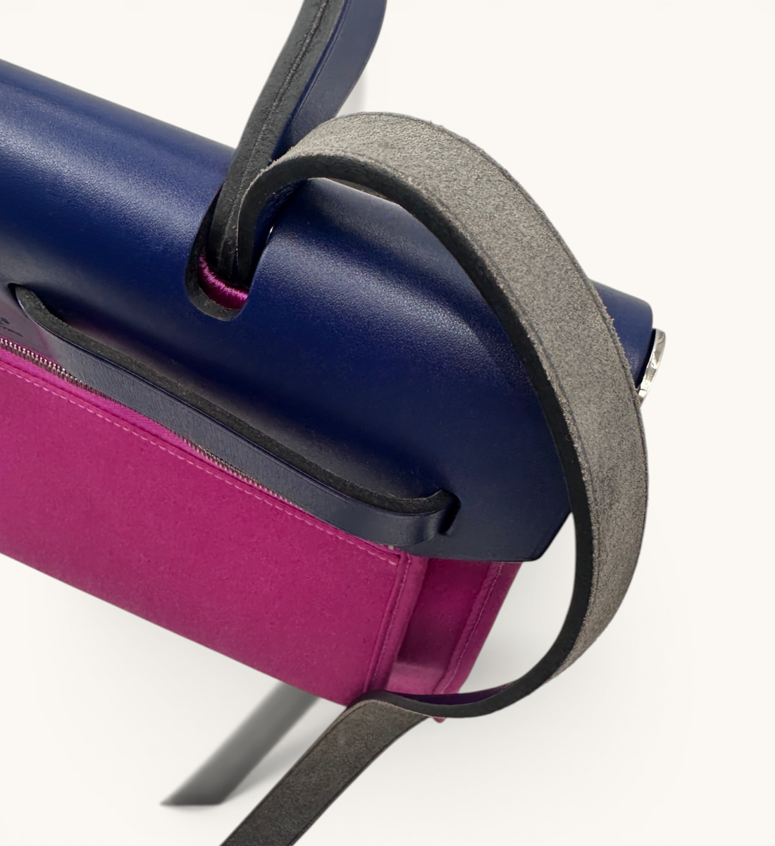 Hermès Herbag Zip 31 Fuchsia Toile Canvas & Navy Leather Handbag