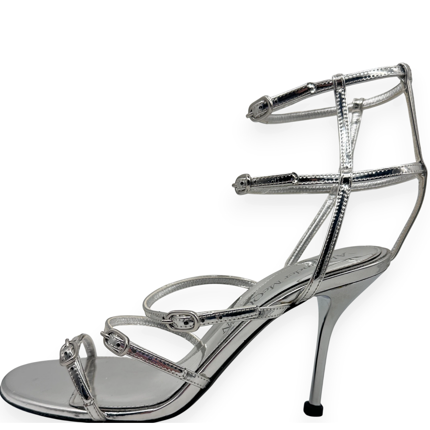 Alexander McQueen · luxury shoes · silver heels · stiletto · strappy sandals · designer footwear · prabangūs bateliai · second hand luxury · McQueen original · metallic sandals · Made in Italy · aukštakulniai · vestuviniai bateliai · vakariniai bateliai
Alexander McQueen silver sandals strappy heels stiletto sandals luxury shoes designer heels metallic sandals McQueen original box second hand luxury wedding heels evening sandals open toe heels buckle sandals Made in Italy