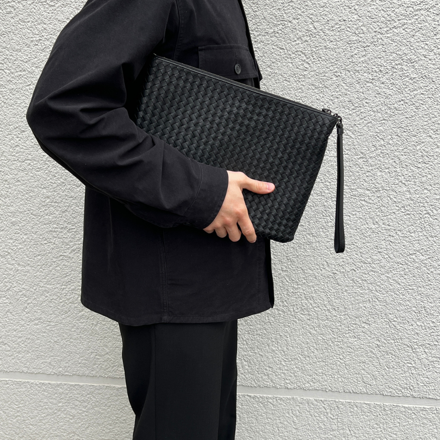 Intrecciato Nappa pouch with wristlet