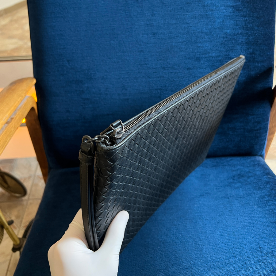 Intrecciato Nappa pouch with wristlet