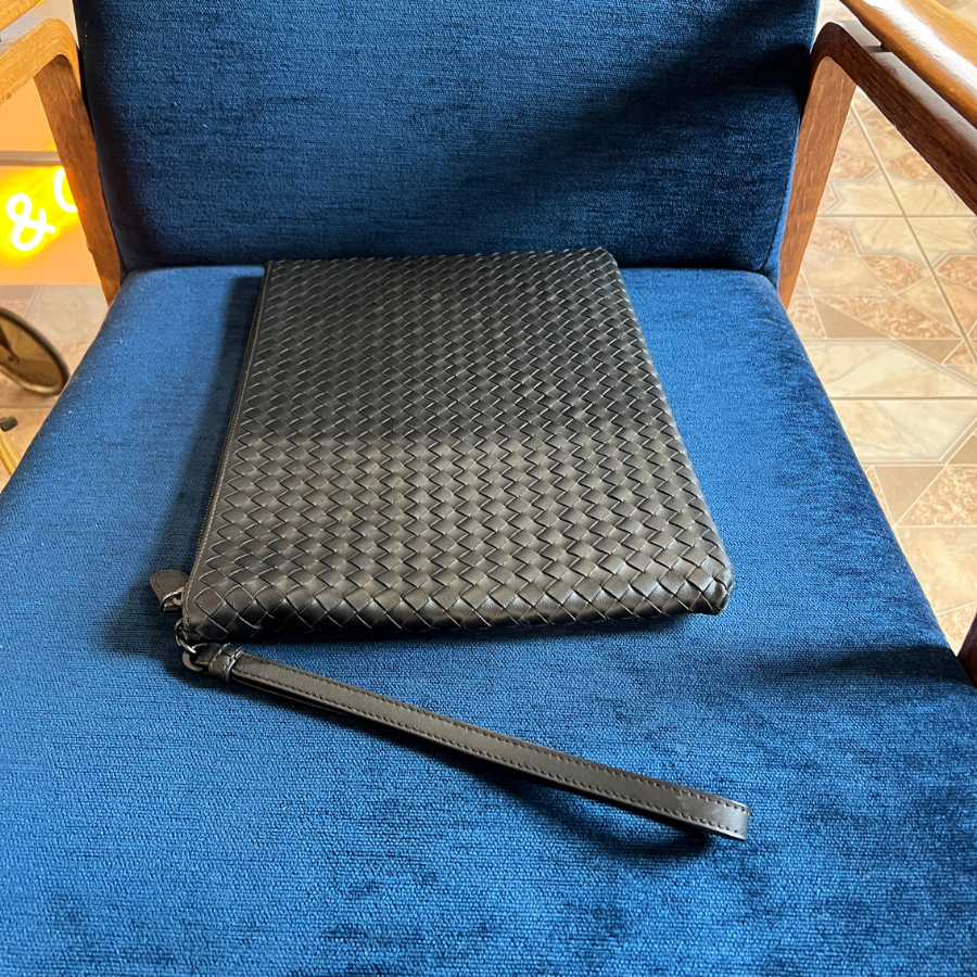 Intrecciato Nappa pouch with wristlet