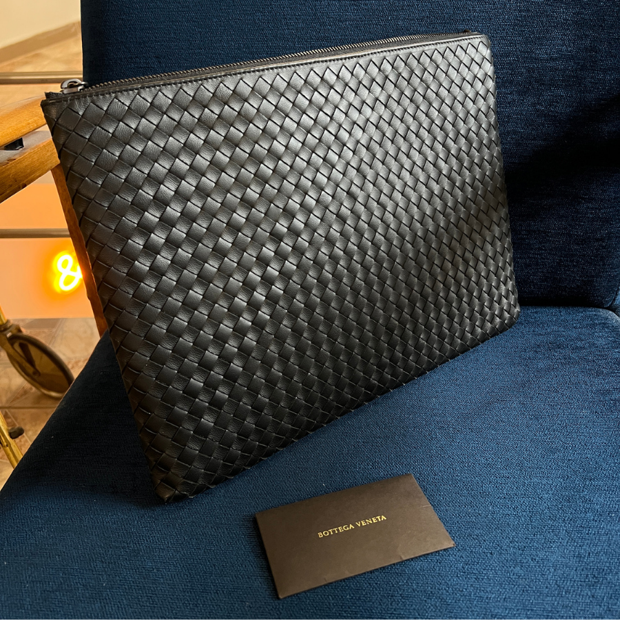 Intrecciato Nappa pouch with wristlet