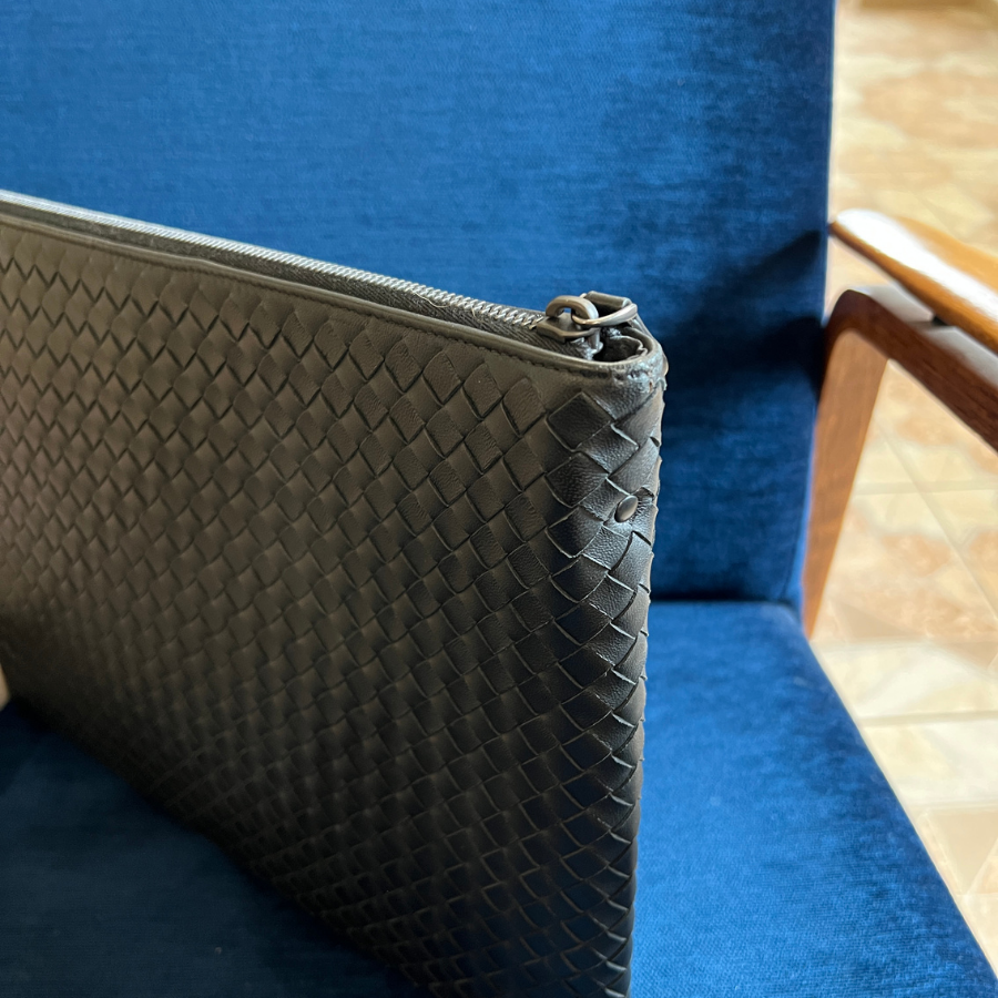 Intrecciato Nappa pouch with wristlet