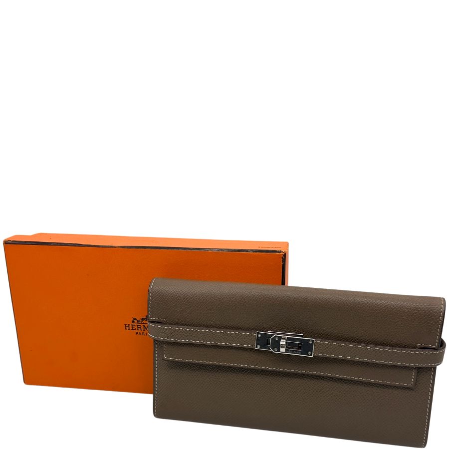 Kelly Long Wallet in Etoupe Epsom Leather