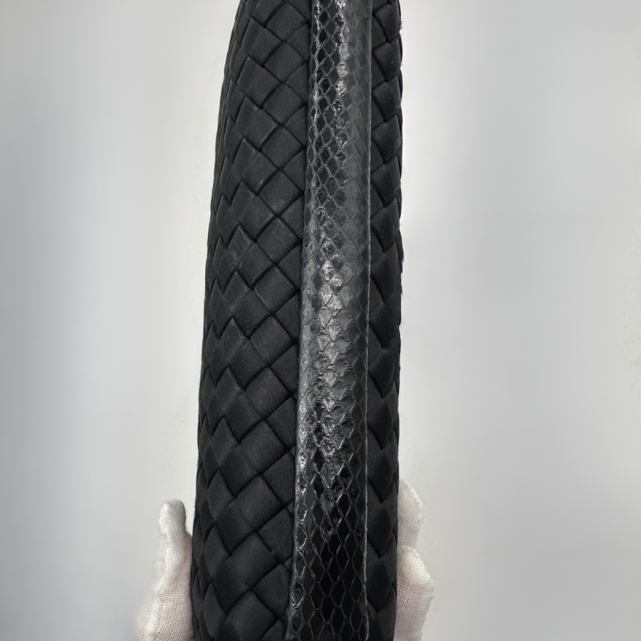 Bottega Veneta Black Intrecciato Textile Knot Clutch