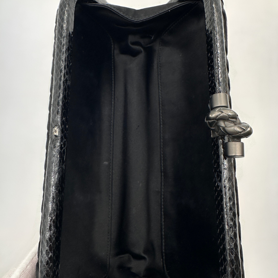 Bottega Veneta Black Intrecciato Textile Knot Clutch