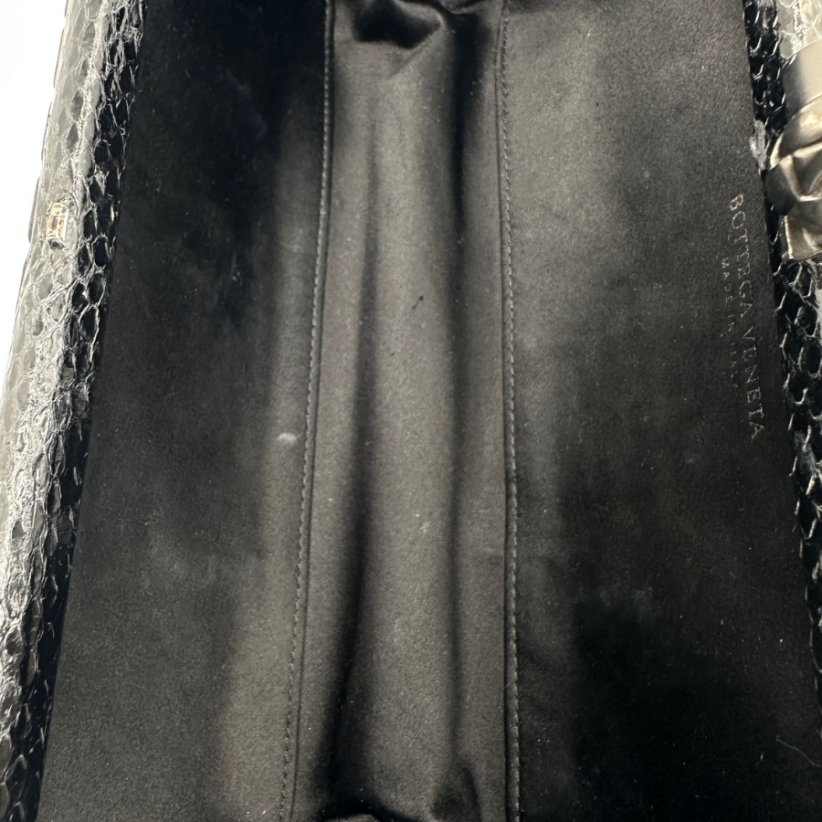 Bottega Veneta Black Intrecciato Textile Knot Clutch