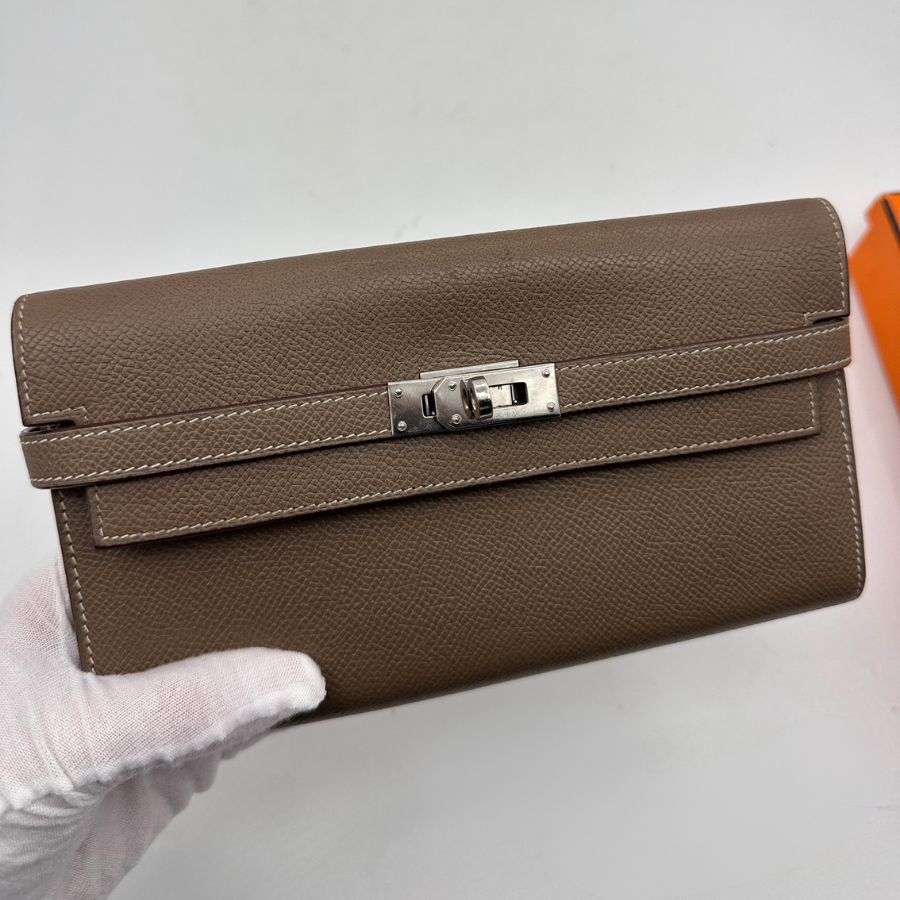 Kelly Long Wallet in Etoupe Epsom Leather