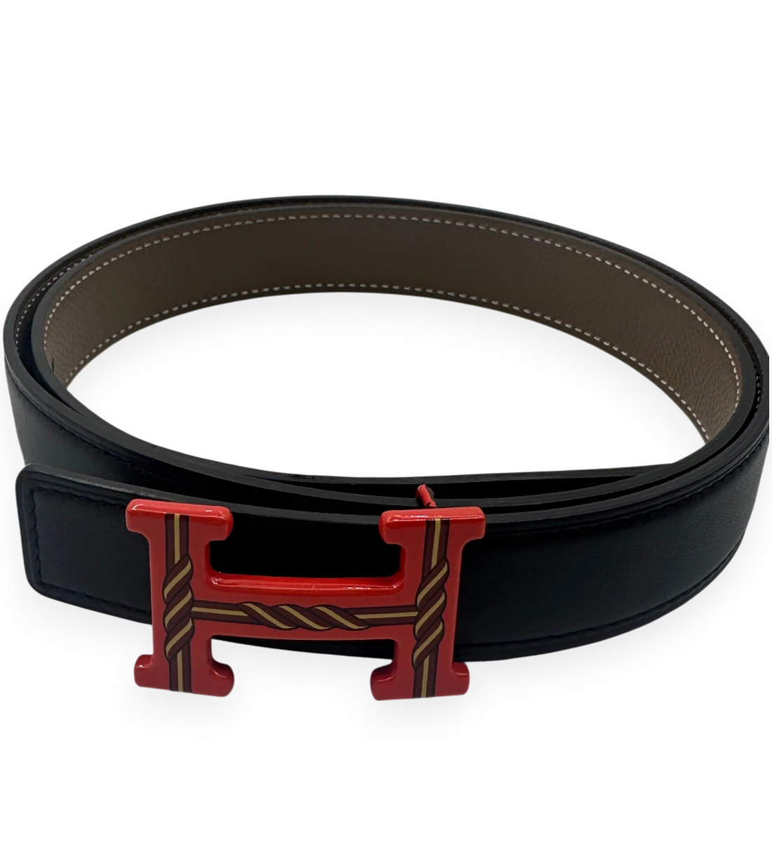 H Belt with Orange Buckle